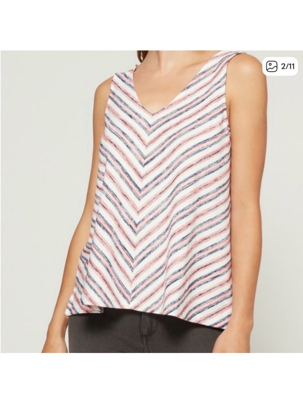 GAP Sleeveless V-Neck Chevron Stripe Tank — White, Pink, Blue